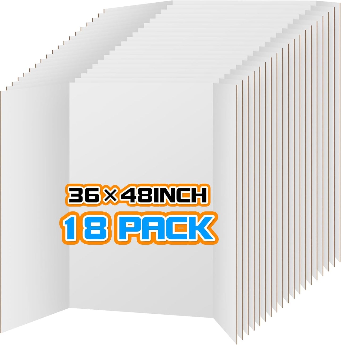 WinTS 18 PCS 36 x 48 Trifold Poster Board White Foldable Trifold Poster Boards Bulk for Science Fair,School Projects,Presentations,Exhibitions