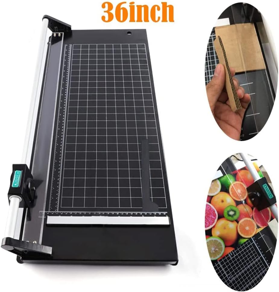 Manual Heavy Duty 36 Inch Rolling Cutter Precision Rotary Paper Trimmer for Photo Paper, Film, Art Paper Jam, Office Paper, Thin Plastic Soft Board, PVC,Cutting Table,Professional Rolling Trimmer