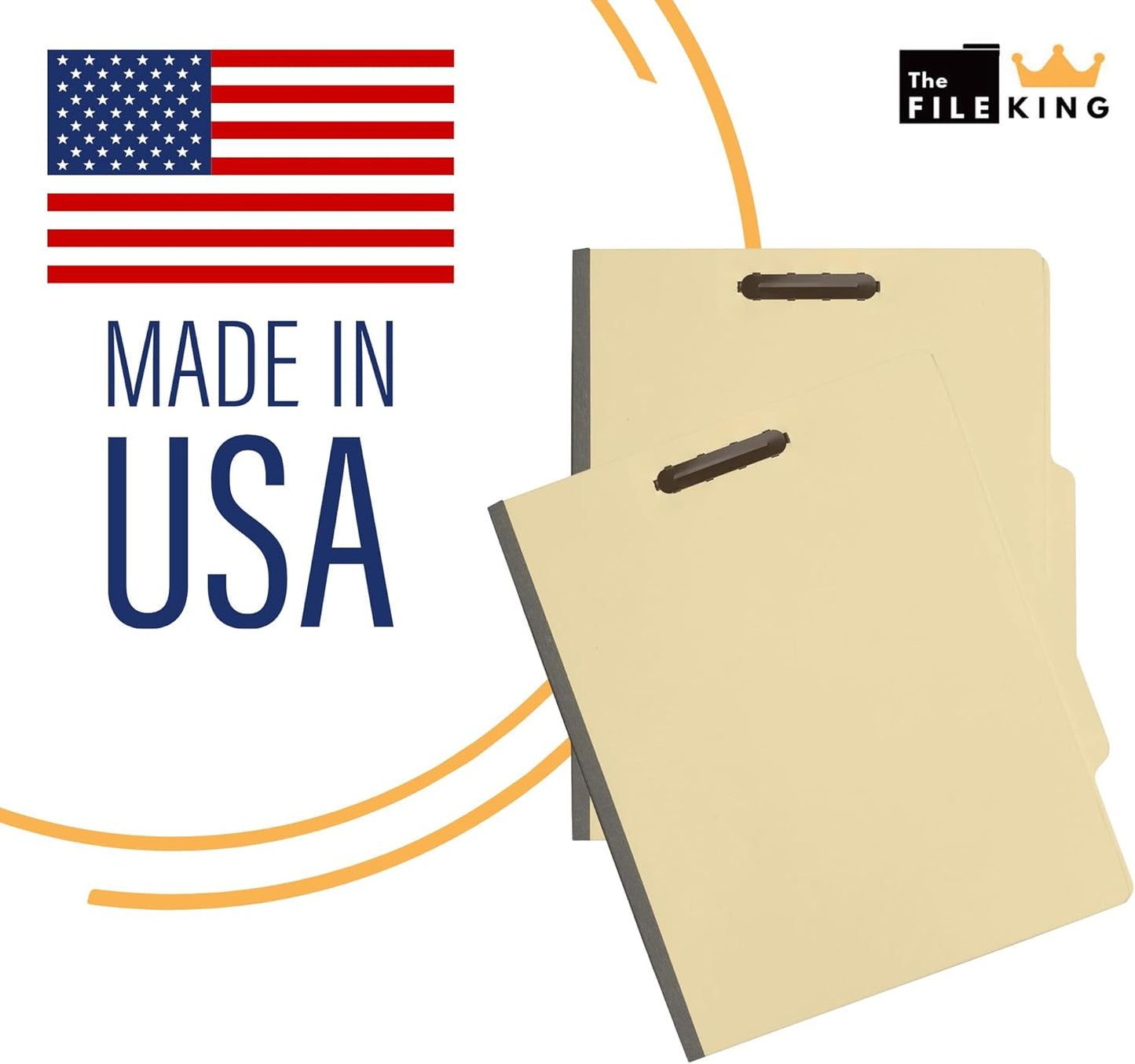 The File King Two Divider Manila Classification File Folder - Letter Size | 10 Pack | 2/5 ROC Top Tab | 1" Expansion | 2" Fastener Prongs | Made in America
