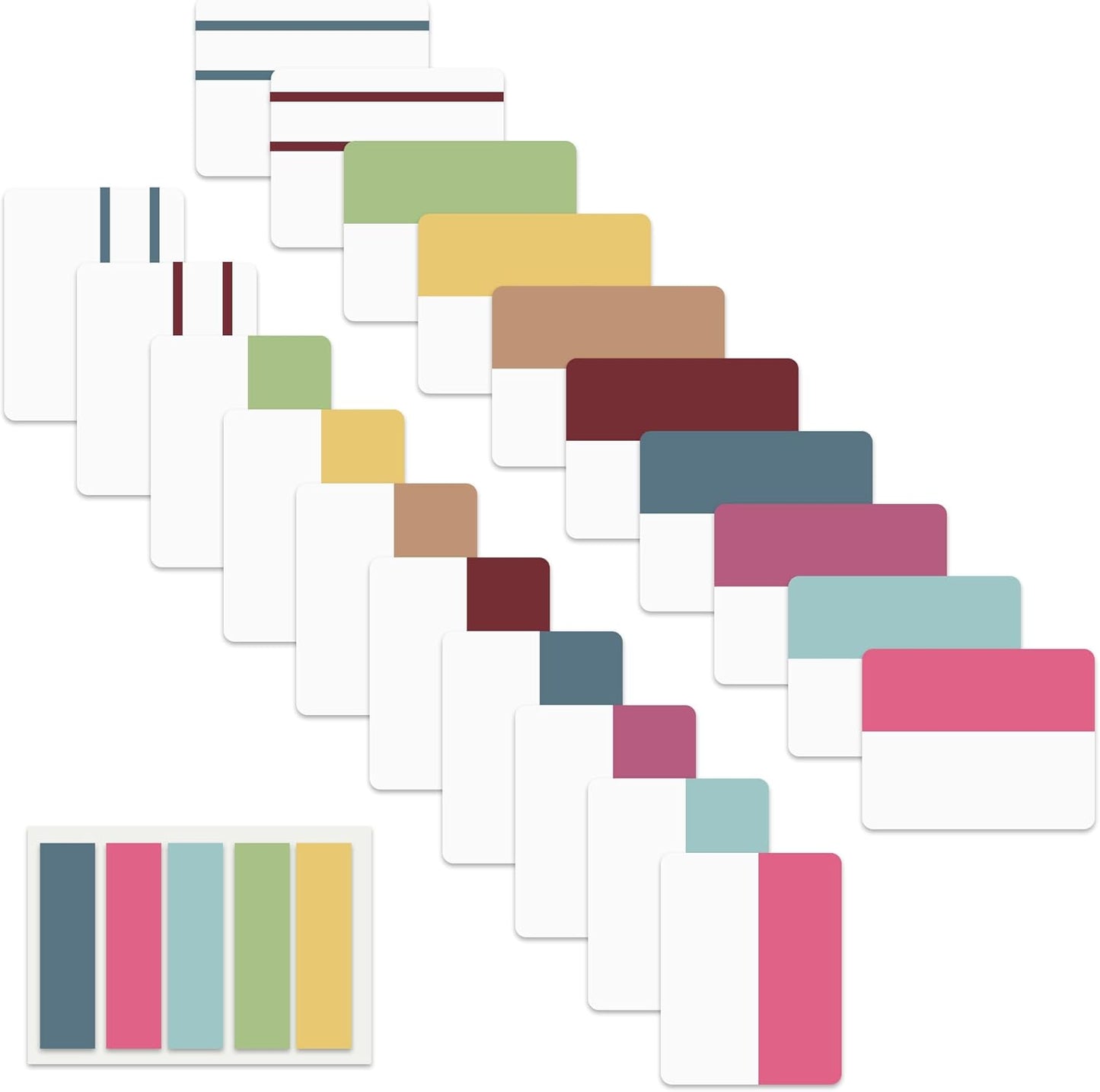 ELII 500 PCS Sticky Tabs 2 Inch Index Tabs, Colored Page Markers Repositionable Tags Reading Tabs Self Adhesive Tape Flags for Books, Binders, Notebook and File Folders