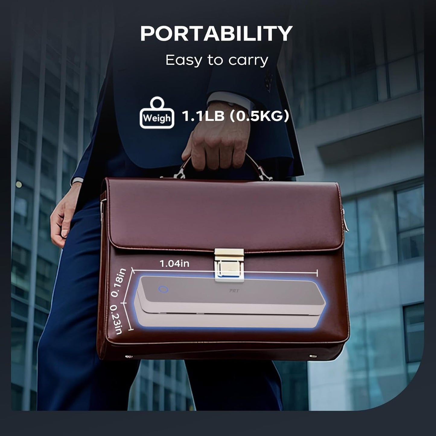 PRT Thermal Portable Printer Wireless for Travel, Inkless Bluetooth Support 8.5"x11" US Letter, A4, Compatible with iOS, Android, Laptop, Mobile Printer for Office, Vehicle, Home Use