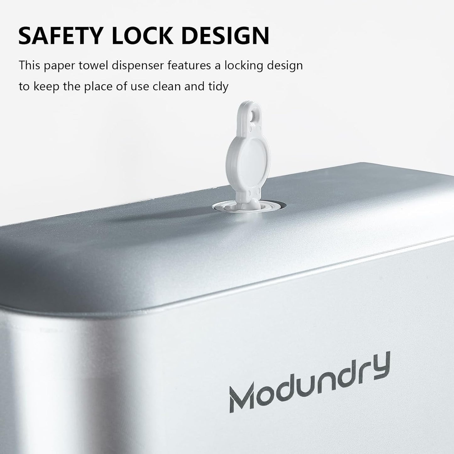 Wall Mount Paper Towel Dispensers: Adhesive No Drilling or Screws Install - Multifold/C/Z/Single fold Tissue Dispenser with Smart Lock, Hand Towel Holder for Bathroom, Restroom, Office, Home (Sliver)