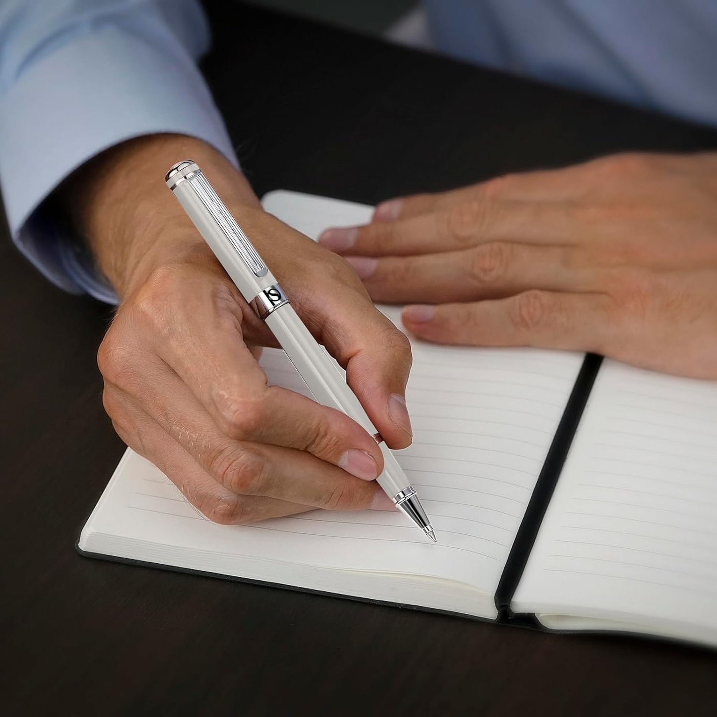 Scriveiner Ivory Rollerball Pen - Stunning Luxury Pen With Chrome Finish, Schmidt Ink Refill, Best Roller Ball Gift Set for Men & Women, Professional, Executive Office, Nice Pens