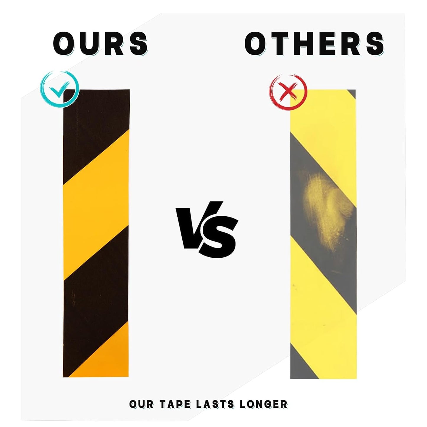 2 Inch x 220 FT Black & Yellow Floor Marking Tape, High-Visibility & Adhesive Hazard Tape for Caution & Aisle Marking, Caution Warning Safety Stripe Tape Roll for Walls Steps Pipes Equipment