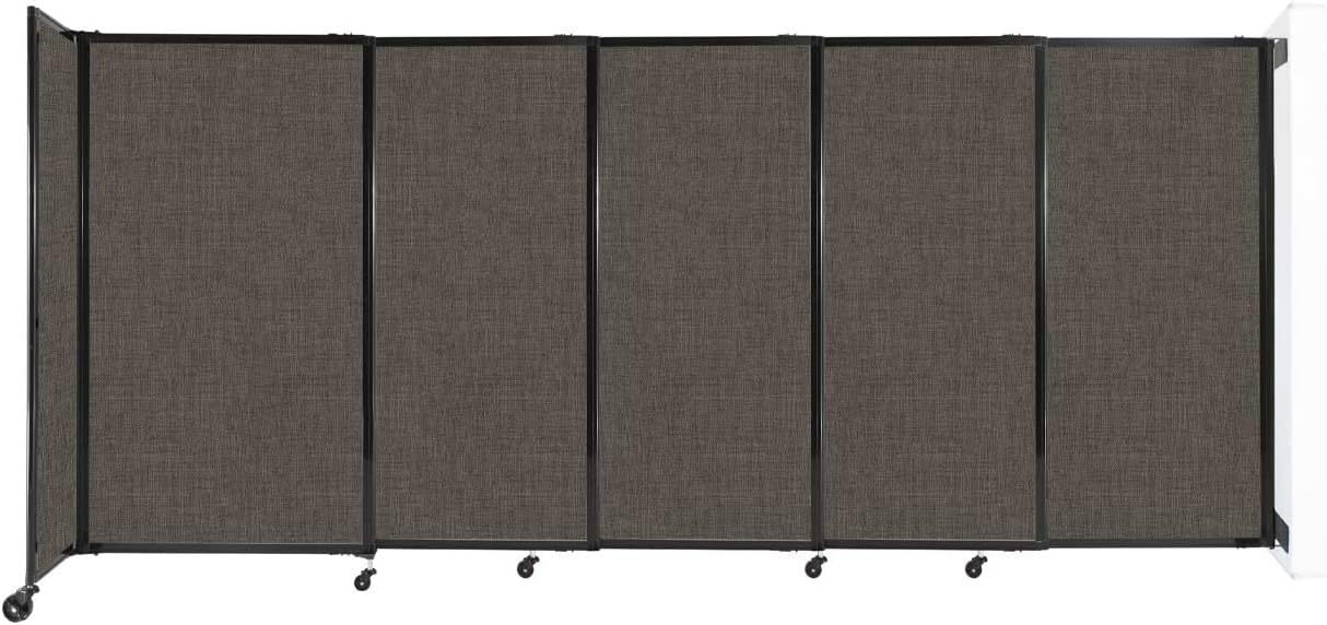 Wall-Mounted Sliding StraightWall Room Divider | Adjustable Widths | Locking Wheels | Room Separator | Up to 11'3" Wide x 5' Tall Mocha Fabric Panels