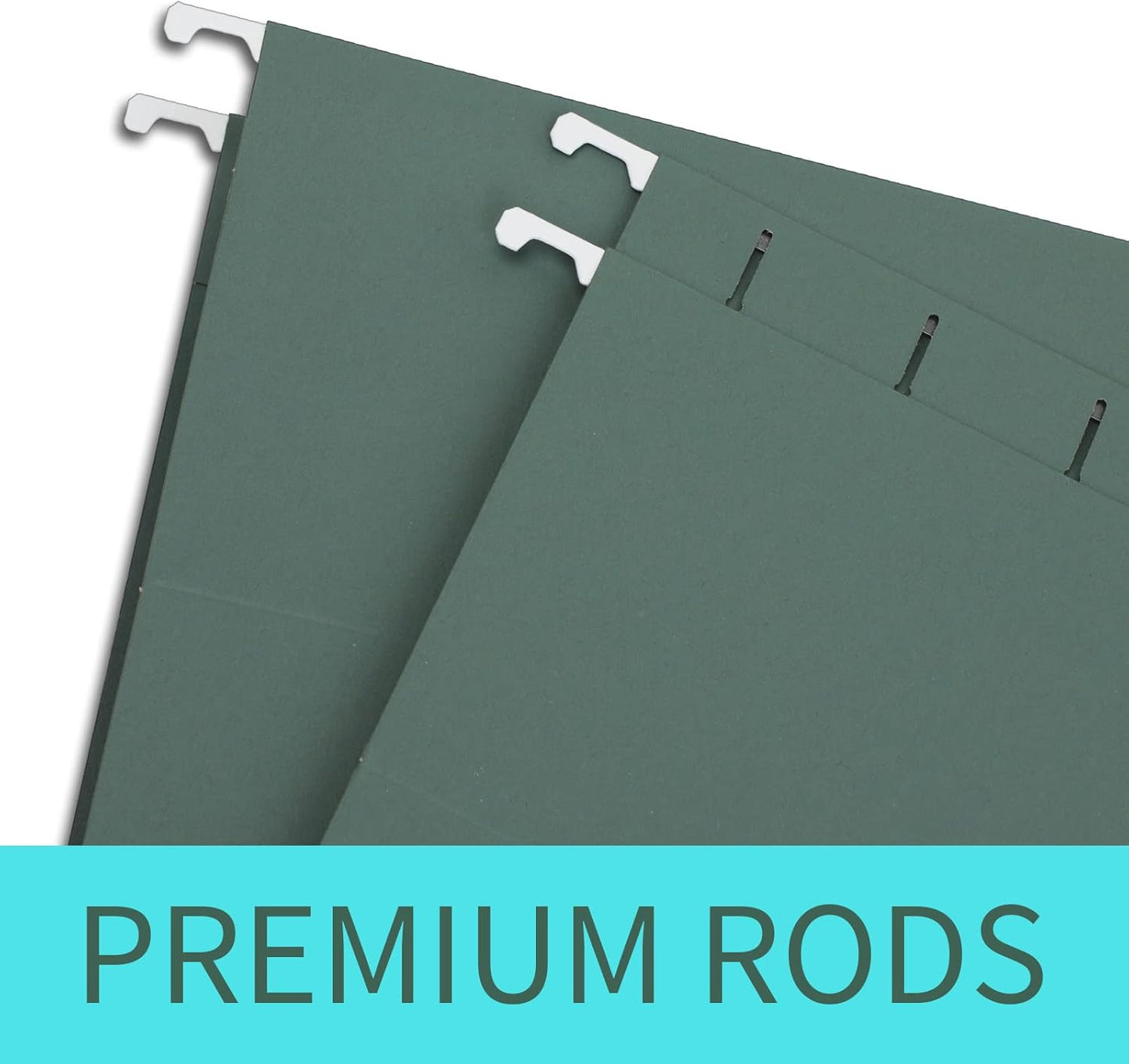 HERKKA Hanging File Folders, 30 Pack Reinforced Legal Size Hanging Folders with Heavy Duty 0 Inch Expansion, Designed for Bulky Files, Medical Charts, Adjustable Tabs, Green