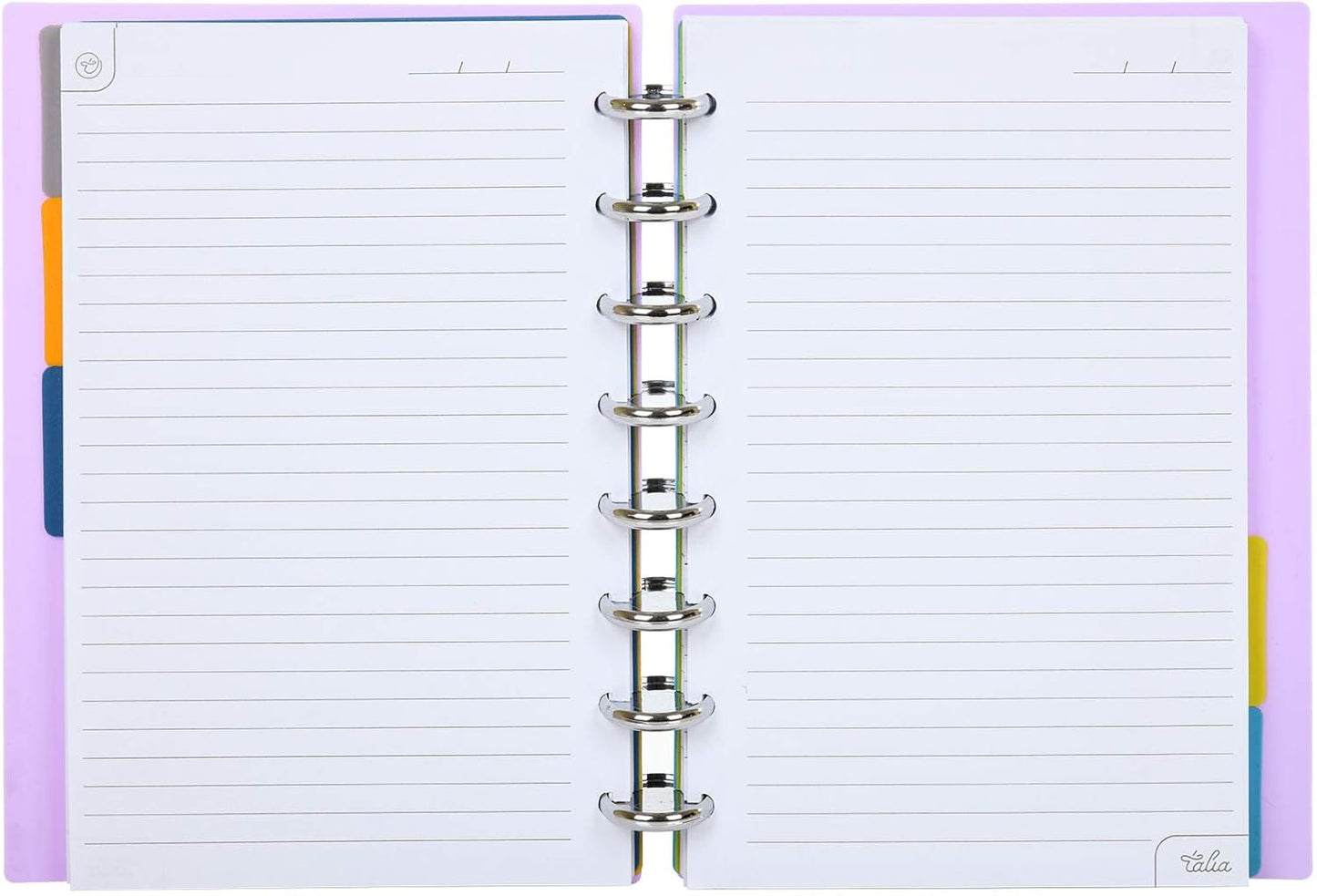 Talia Discbound Notebooks, Planner, Customizable, (yLavender w/Silver Discs, Junior (5.5in x 8.5in))