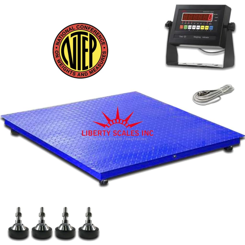Liberty LS-800-3x3 NTEP Certified (Legal for Trade) Heavy Duty Industrial Floor Scale | 36" x 36" | Capacity of 2,500 lbs x 0.5 lb Blue
