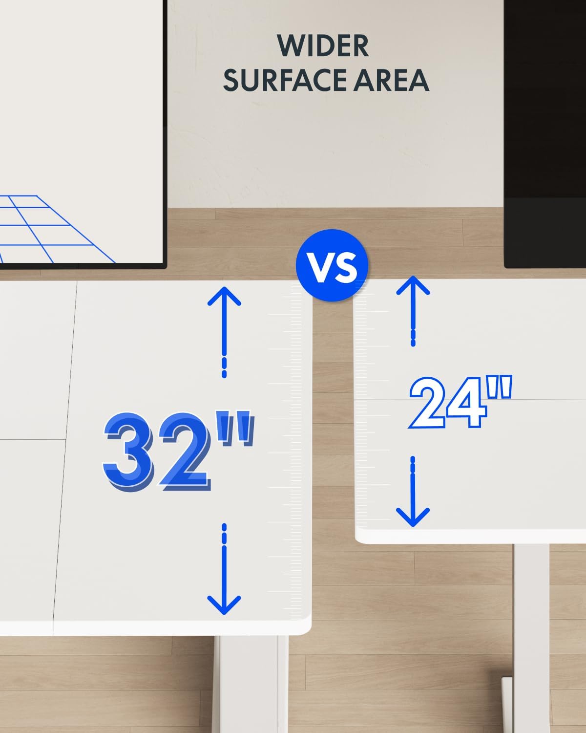 FLEXISPOT 71 x 32 Inch Large Standing Desk, Stand Up Desk with Splice Board, Rising Desks for Home Office, Office Desk with Cup Holder and Headphone Hook (White Frame + White Top, 2 Packages)