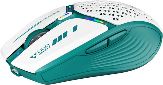 Uciefy Bluetooth Wireless Mouse, (BT5.0/5.1+2.4GHz) USB C Rechargeable LED Mouse Battery Level Visible, Honeycomb Magnetic Shell Cover with USB Receiver & Type-C Adapter for Laptop/PC/Mac/iPad - Green