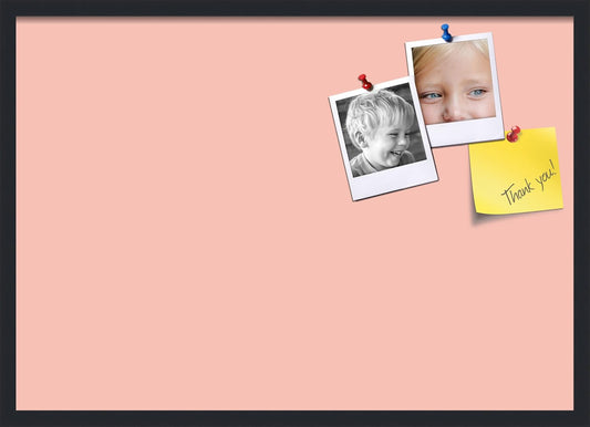 PinPix 34x24 Inch Cork Bulletin Board. This Decorative Framed Pin Board Comes with Pink Pastel Design and a Satin Black Frame. Ideal for Home Office Decor or Message Board (PinPix-1813)