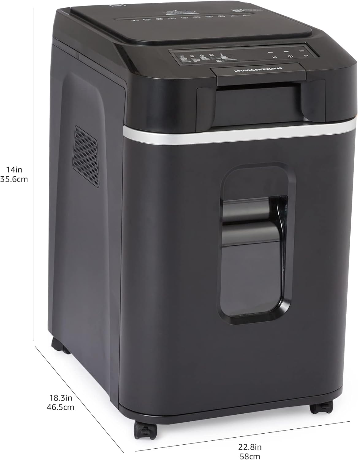 Amazon Basics 200-Sheet Auto Feed Cross Cut Paper Shredder with Pullout Basket, Black