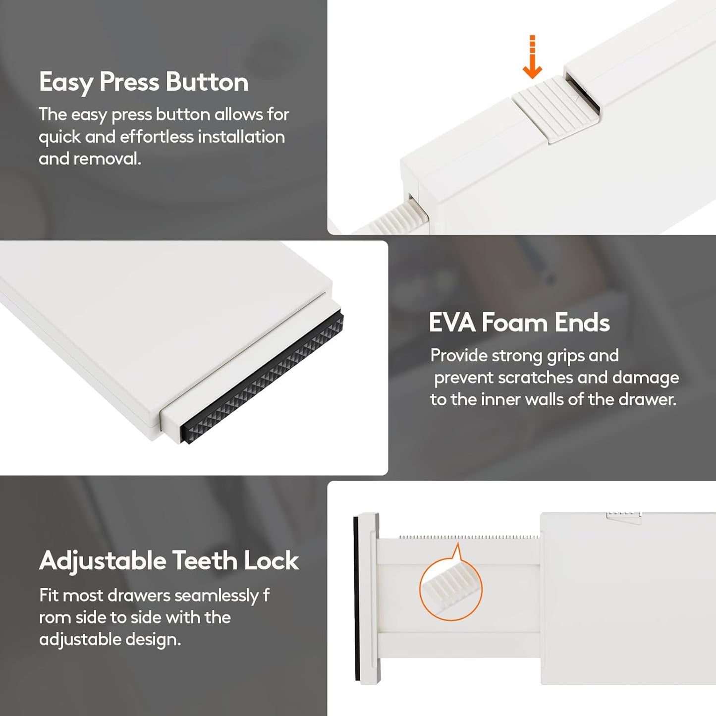 Lifewit 16 Pack Drawer Dividers 4" High, 11-17" Adjustable Drawer Organizers for Clothes, Expandable Dresser Separators in Bedroom/Bathroom/Kitchen/Fridge/Office Organization and Storage, Beige