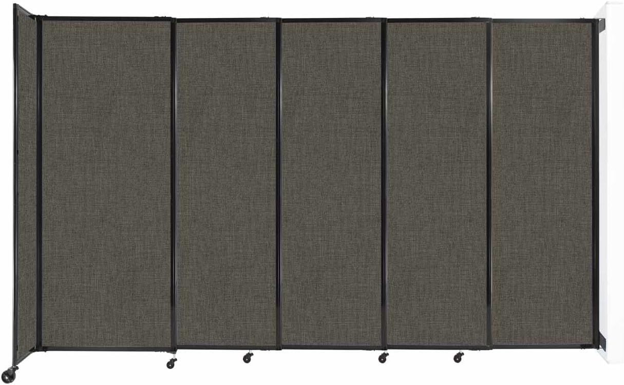 Wall-Mounted Sliding StraightWall Room Divider | Adjustable Widths | Locking Wheels | Room Separator | Up to 11'3" Wide x 6'10" Tall Mocha Fabric Panels