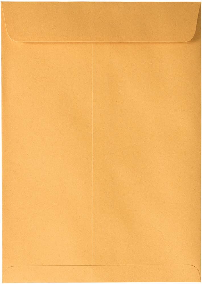 JAM PAPER 7 1/2 x 10 1/2 Open End Catalog Envelopes with Peel and Seal Closure - Brown Kraft Manila - Bulk 250/Box