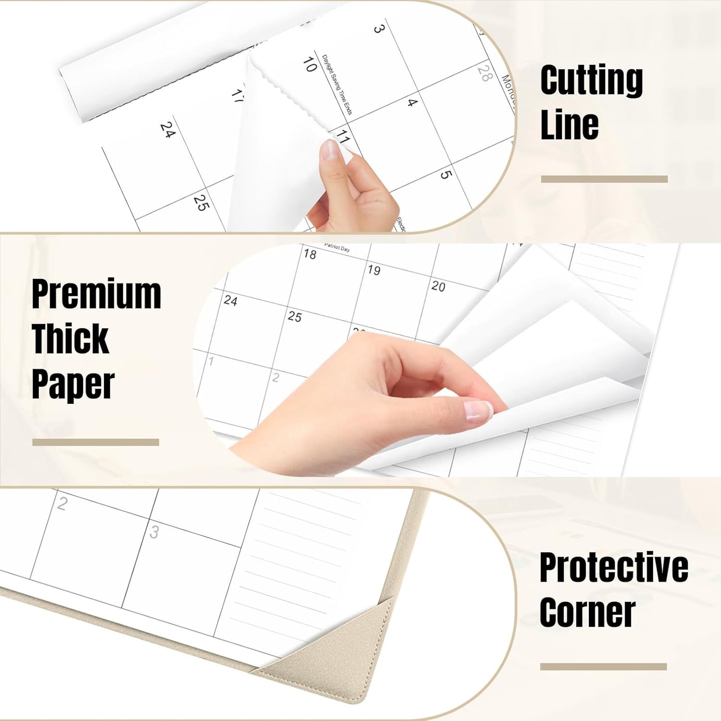 Gannyfer Desk Calendar 2025-2026 with Desktop Mat - 18 Month Large Table Calendar, 22" x 17" Desktop Pad Calendar for Planning and Organizing In Your Family, School or Office(6 Stickers Included) (White)