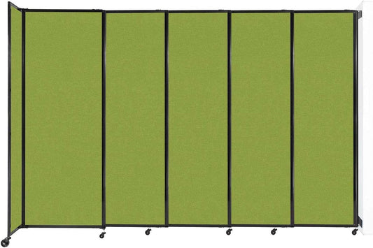 Wall-Mounted Sliding StraightWall Room Divider | Adjustable Widths | Locking Wheels | Room Separator | Up to 11'3" Wide x 7'6" Tall Lime Green Fabric Panels