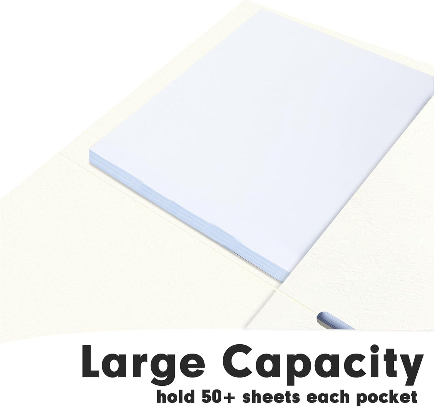 Two Pocket Folders, RAZCC 50 Pack 2 Pocket Folders Fit Letter Size Paper, Paper Folders with Pockets for School Office Business Home (White)