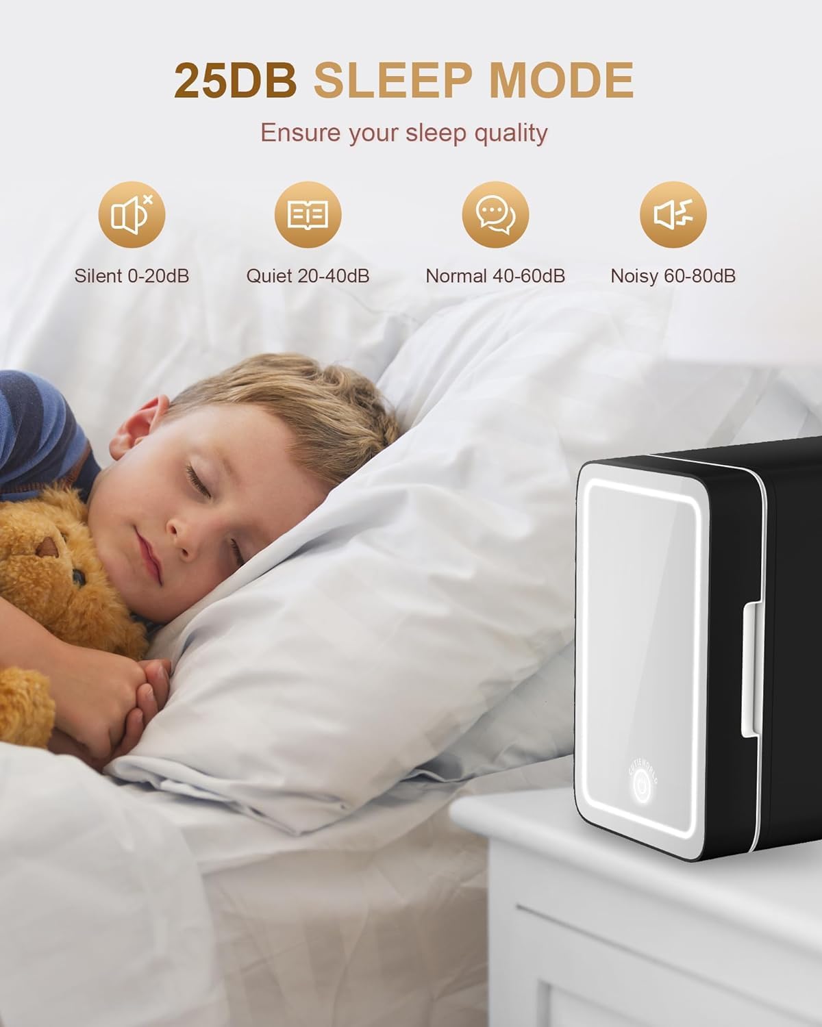 Makeup Fridge With Dimmable LED Light Mirror, 4L Mini Fridge for Bedroom, Car, Office & Dorm, Cooler & Warmer, Portable Small Refrigerator for Cosmetics, Skin Care and Food, Black