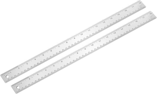 PATIKIL 18 Inch Stainless Steel Ruler Straight Edge Ruler, 2 Pcs Cork Backing Non-Slip Metal Ruler with Inches Centimeter Metric Measuring Tools for Office
