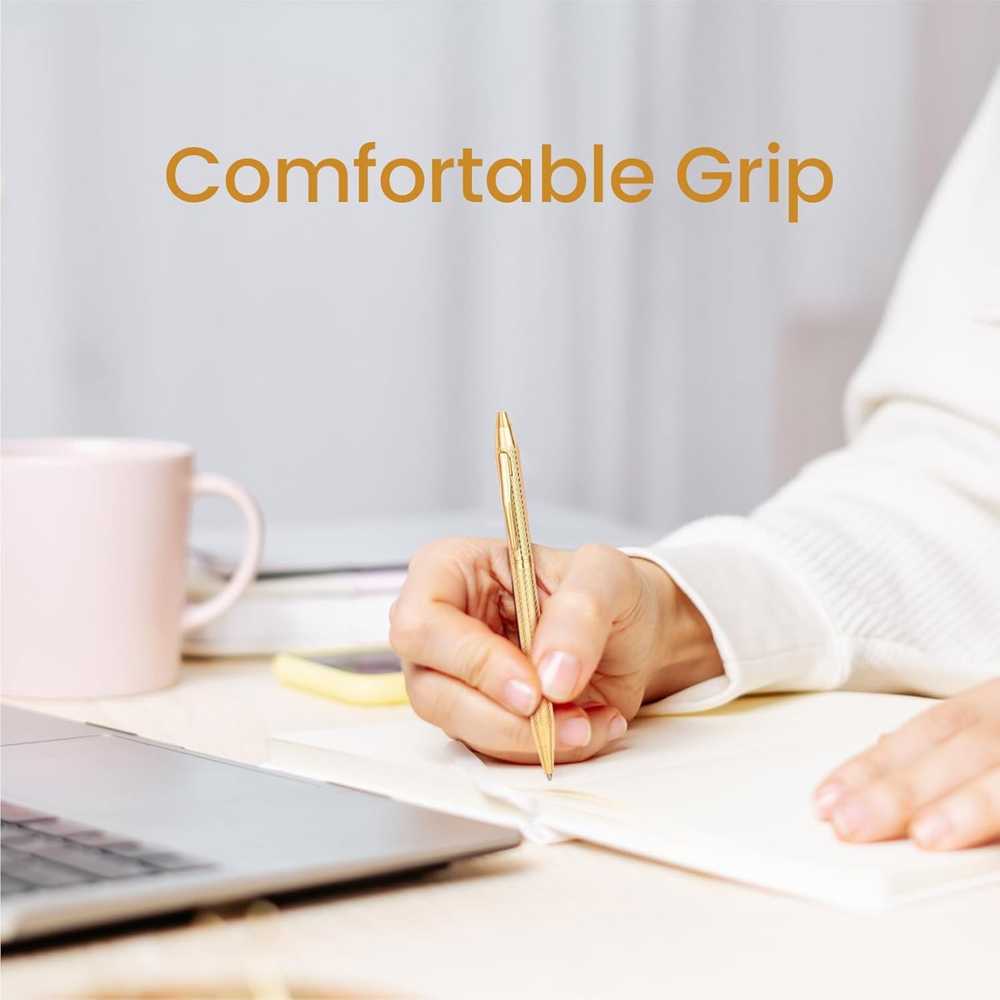 Cambond Ballpoint Pens Gold Pen - Nice Pens for Wedding Guest Book for Gift Smooth Writing Pen with Black Ink 1.0mm Medium Point, 3 Pens with 3 Refills (Gold)