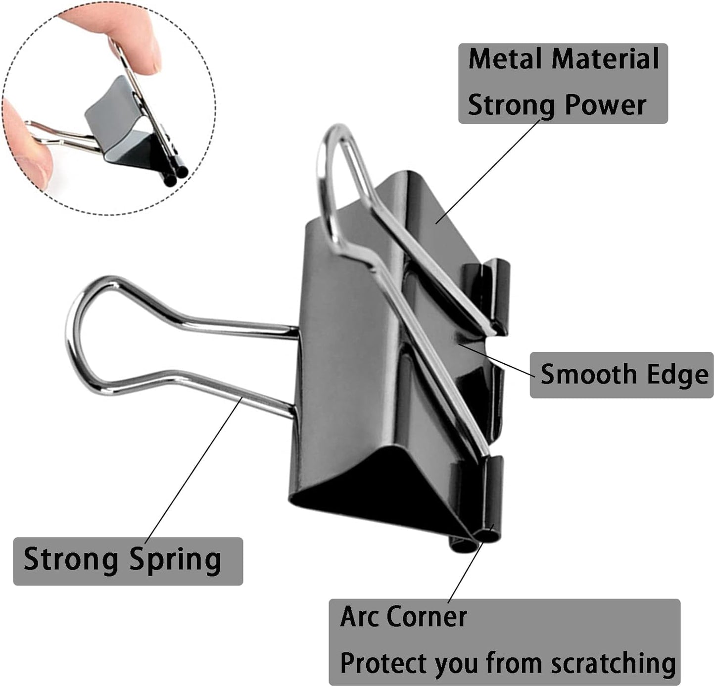 Large Binder Clips 2 Inch (60 Pack), Extra Large Binder Clips Big Paper Clamps for Office and Home Supplies, Black