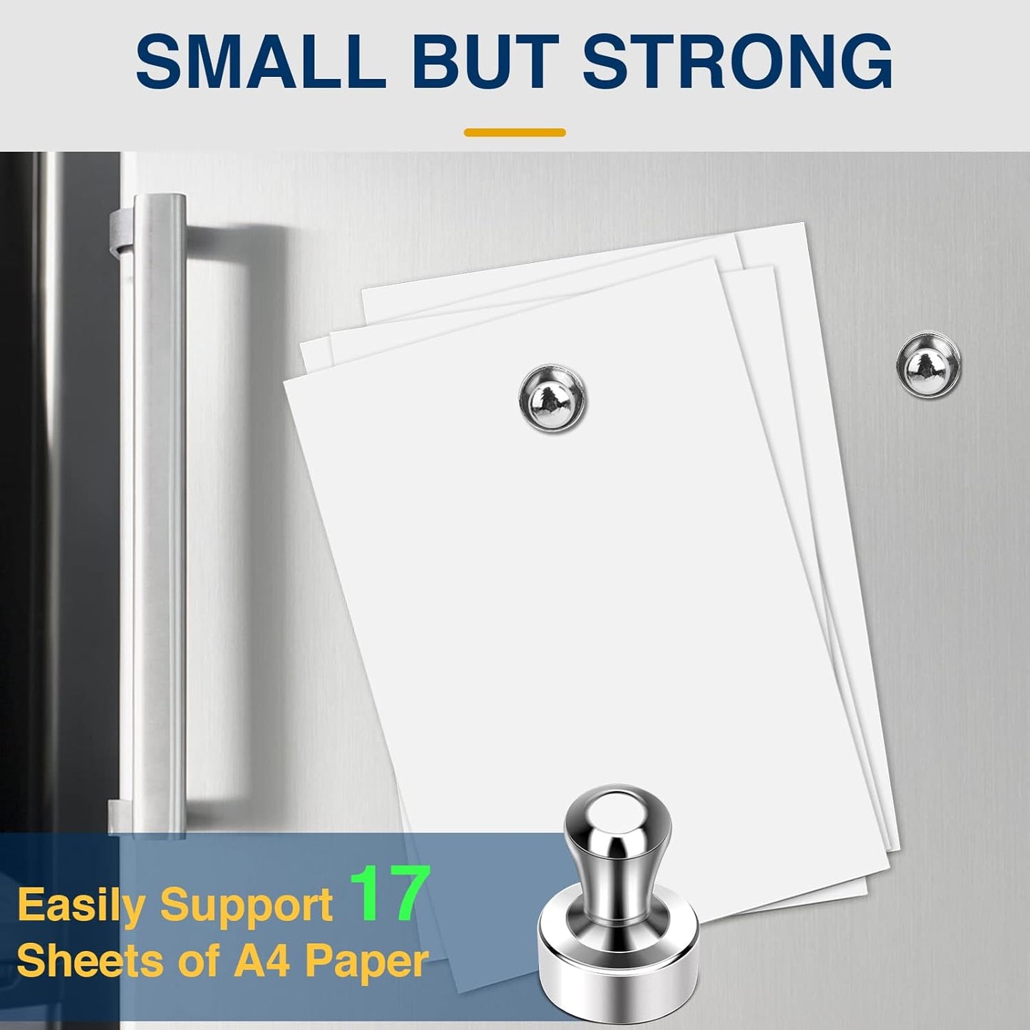 MIKEDE 30 Pcs Silver Neodymium Magnetic Push Pins, Strong Magnets for Whiteboard, Refrigerator, Office, Classroom