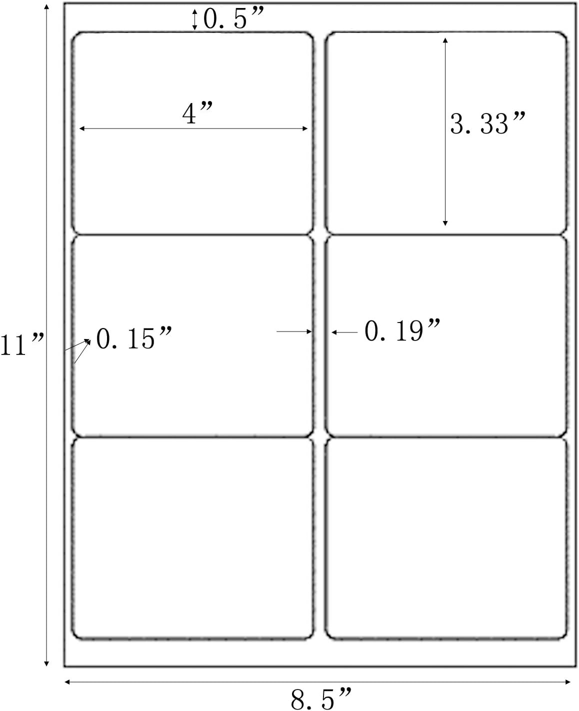 3-1/3" x 4" Shipping Address Labels 3000 Label Stickers Paper for Laser/Inkjet Printer 6 per Page Printable Mailing Labels, FBA Box Labels - Matte, 500 Sheets