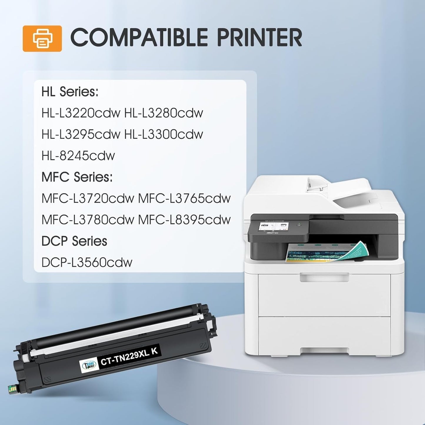 TN229 TN229XL 229XL MFC-L3780CDW Toner Cartridges: Compatible for Brother TN229XL TN229 TN 229 229XL HL-L3220CDW HL-L3280CDW MFC-L3720CDW HL-L3300CDW HL-L3295CDW Printer 229XL Toner Cartridges 4 Pack