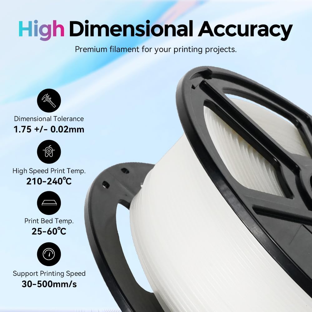 FLASHFORGE Rapid PLA Filament 1.75mm, High Flow Speedy 3D Printer Filament, Experience Exceptional Performance with 500mm/s High-Speed Printing, Neatly Wound & Top-Notch Filament (Natural)