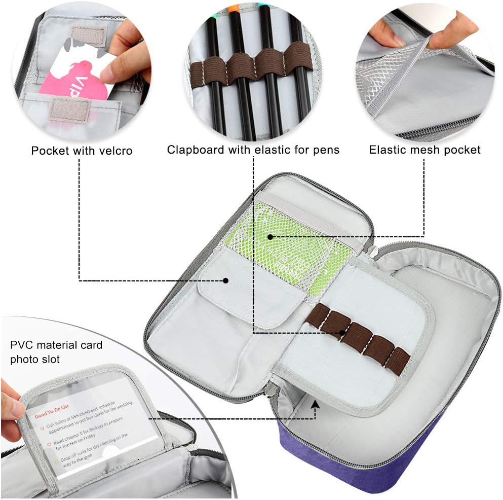 Homecube Big Capacity Pencil Case Oxford Cloth Bag Storage Pouch Marker Pen Pencil Cute Stationery Organizer Bag Holder with Zipper for Middle High School & Office Boy Girl Teen