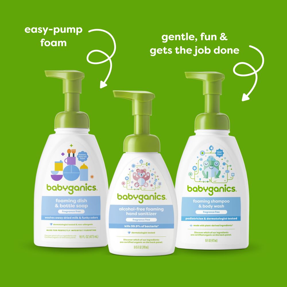 Babyganics Alcohol-Free Foaming Hand Sanitizer, Pump Bottle, Fragrance Free, 8.45 oz, 3 Pack