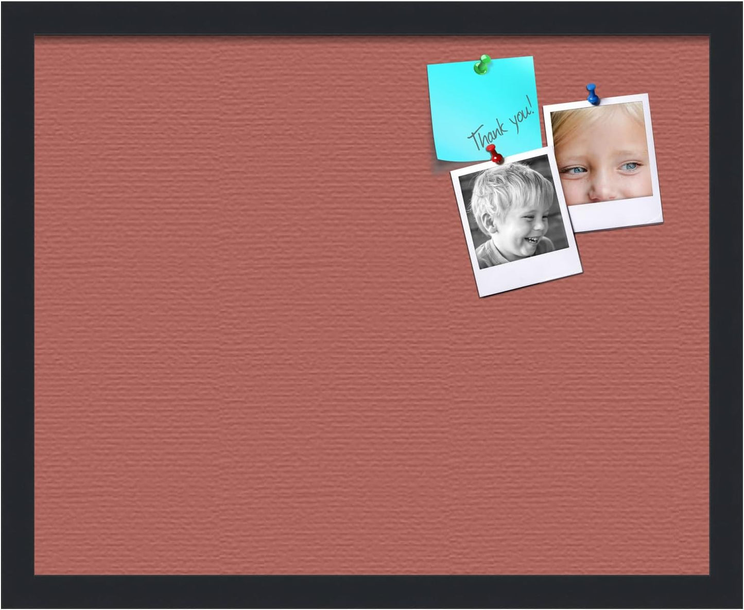 PinPix 20x16 Inch Cork Bulletin Board. This Decorative Framed Pin Board Comes with Crimson Pastel Design and a Satin Black Frame. Ideal for Home Office Decor or Message Board (PinPix-1807)