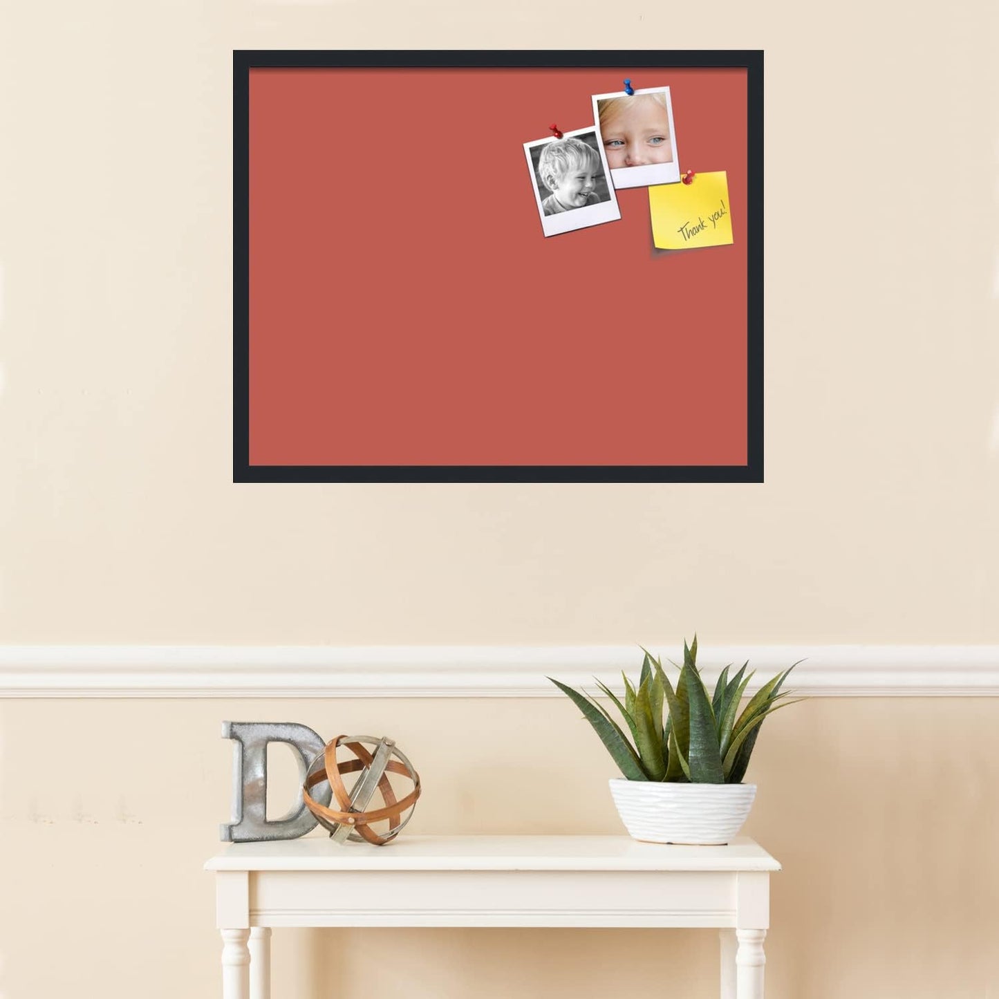 PinPix 30x24 Inch Cork Bulletin Board. This Decorative Framed Pin Board Comes with Crimson Pastel Design and a Satin Black Frame. Ideal for Home Office Decor or Message Board (PinPix-1807)