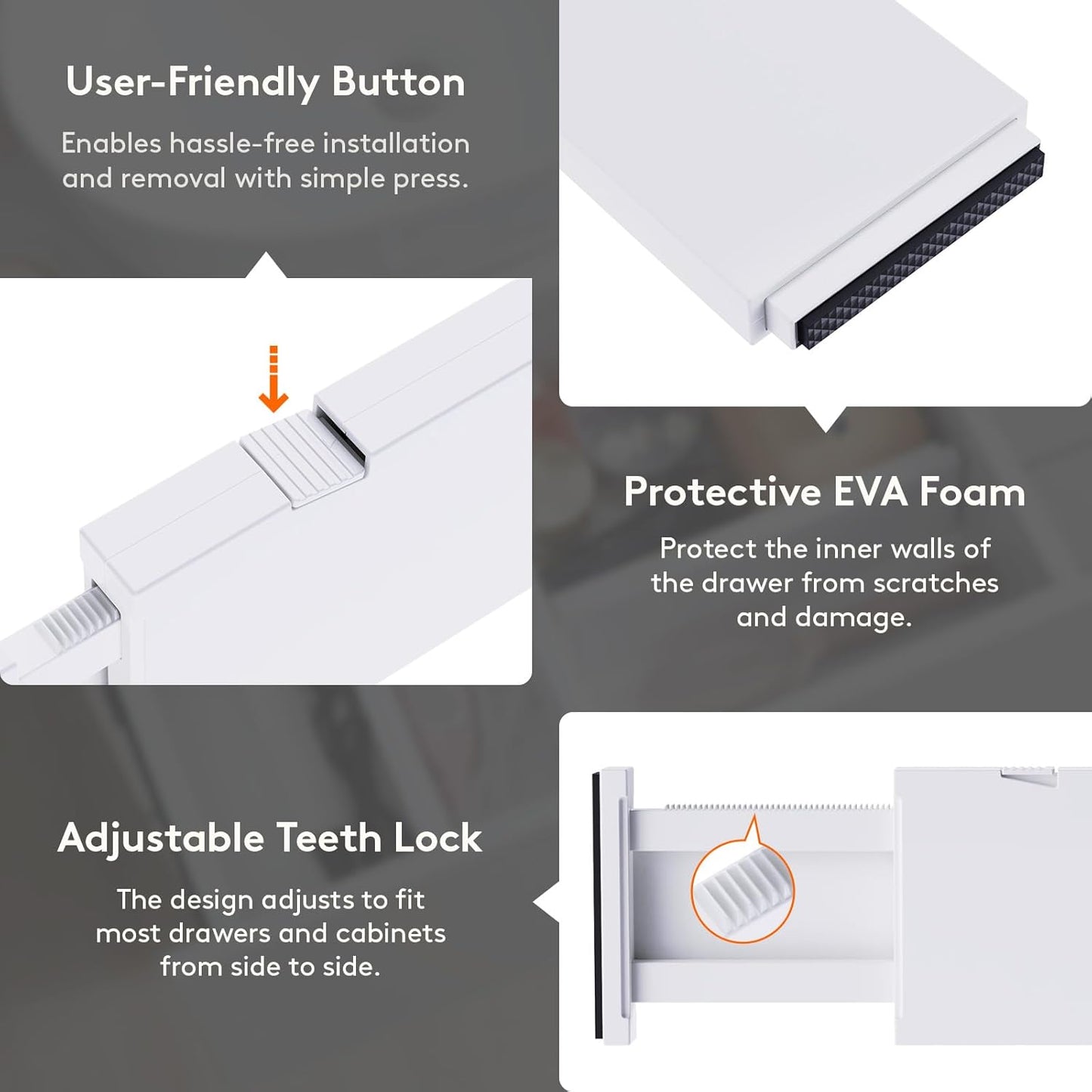 Lifewit 5 Pack Drawer Dividers Plastic 4" High, 13.5-22" Adjustable Drawer Organizers for Clothes, Expandable Dresser Separators in Bedroom/Bathroom/Kitchen/Fridge/Office Organization and Storage