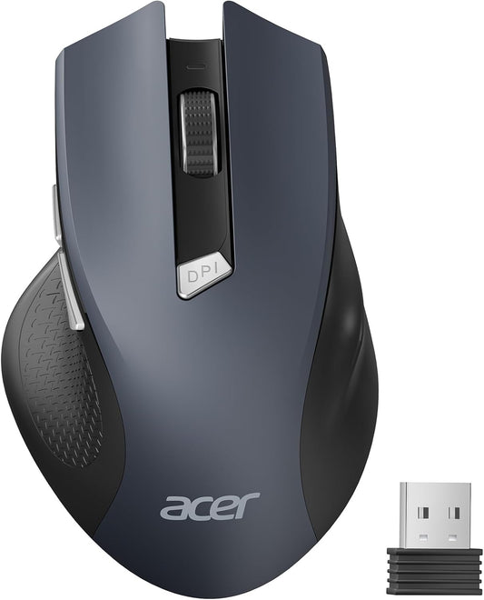 acer Wireless Mouse for Laptop, 2.4GHz Computer Mouse 3 Adjustable DPI Office Cordless USB Mice with USBA Receiver, 6 Buttons, 1600 DPI, Medium to Large Sized Hands Compatible with PC, Laptop, Desktop