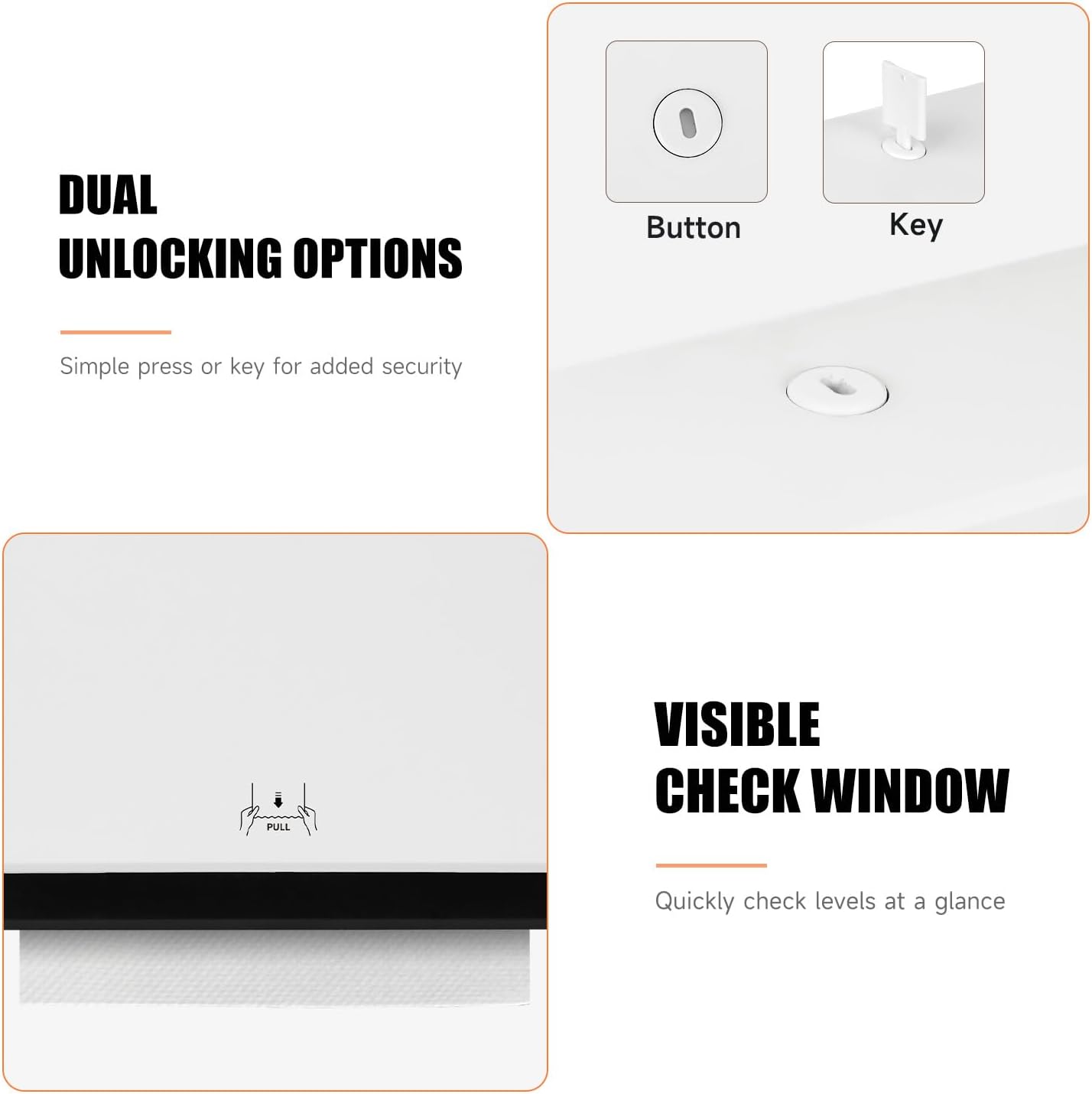 200-Sheet Wall-Mounted Paper Towel Dispenser, Fits Multi-Fold Towels up to 10x3.1 Inches, Perfect for Home & Business (White)