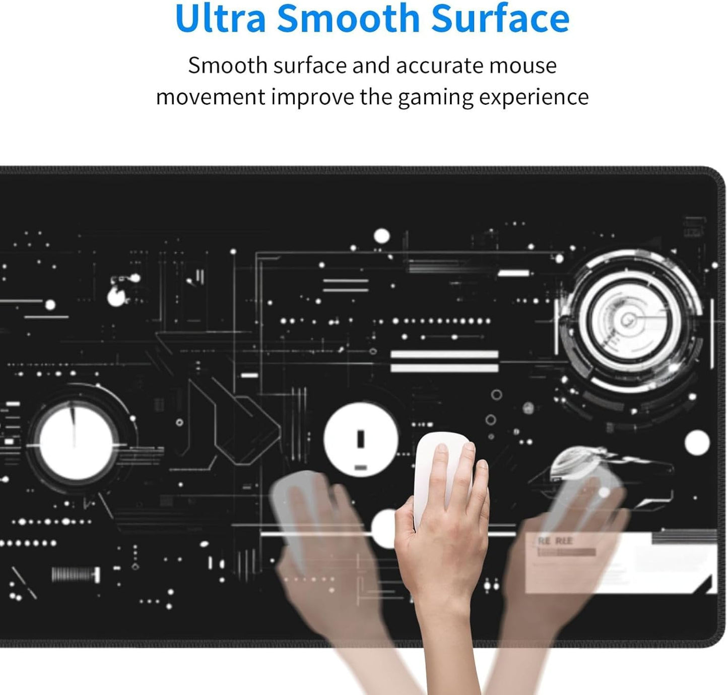 Mechanical Mouse Pad 31.5 X 11.8 Inch Big Desk Rubber Base Stitched Edges Keyboard Pad XXL Mouse Mat for Home Game and Office