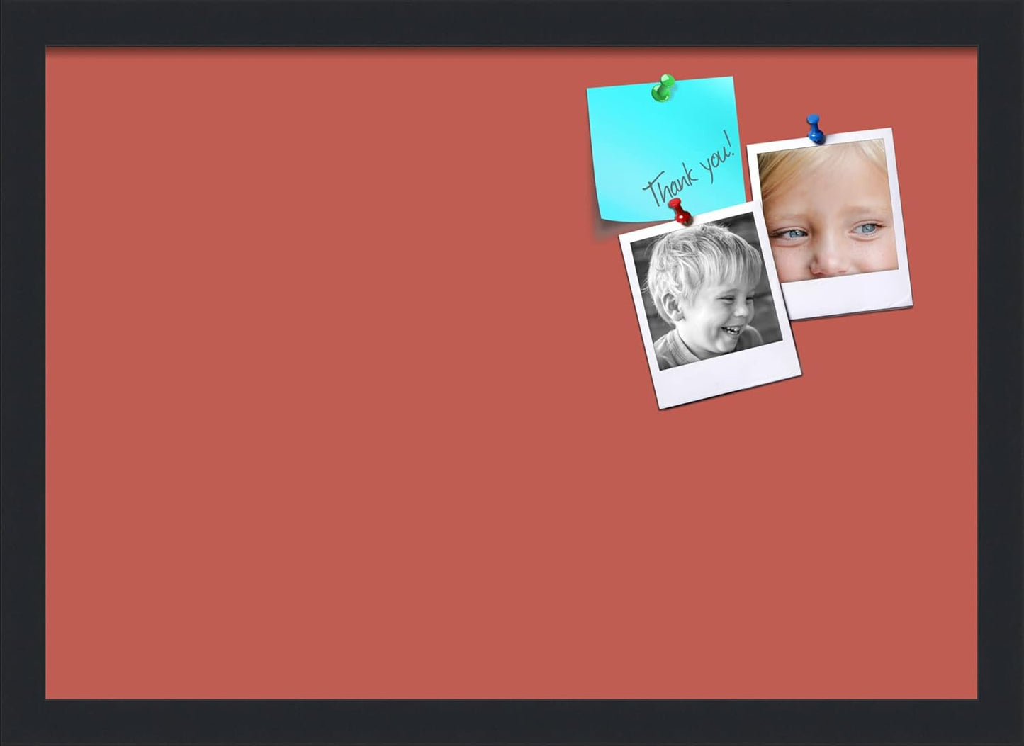 PinPix 20x14 Inch Cork Bulletin Board. This Decorative Framed Pin Board Comes with Crimson Pastel Design and a Satin Black Frame. Ideal for Home Office Decor or Message Board (PinPix-1807)