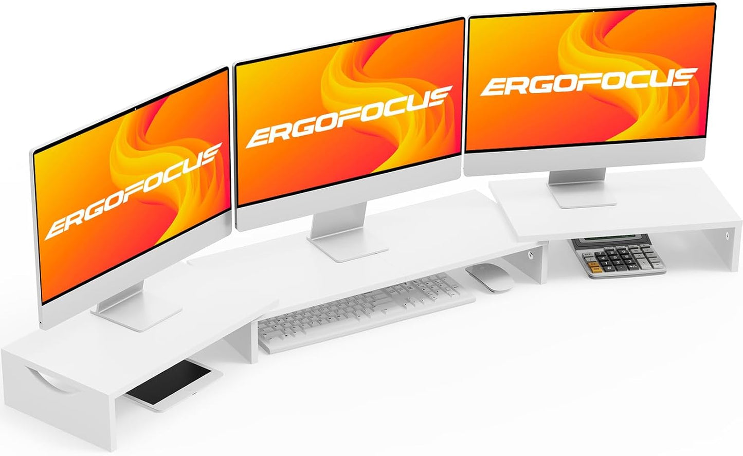 Triple Monitor Stand Riser, Extra Long Monitor Lift for 3 Monitors, Dual Monitor Stand with Length and Angle Adjustable