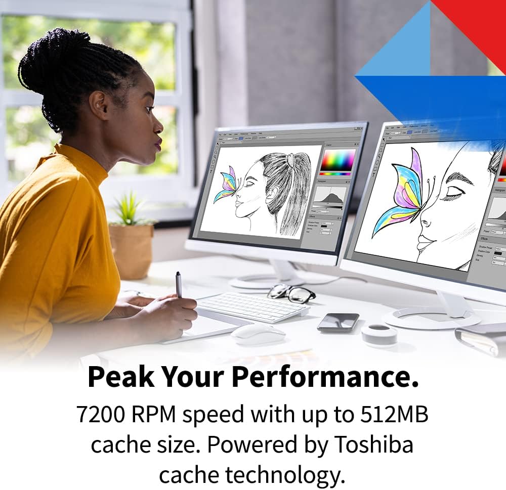 Toshiba X300 PRO 10TB High Workload Performance for Creative Professionals 3.5-Inch Internal Hard Drive – Up to 300 TB/Year Workload Rate CMR SATA 6 GB/s 7200 RPM 512 MB Cache - HDWR71AXZSTB
