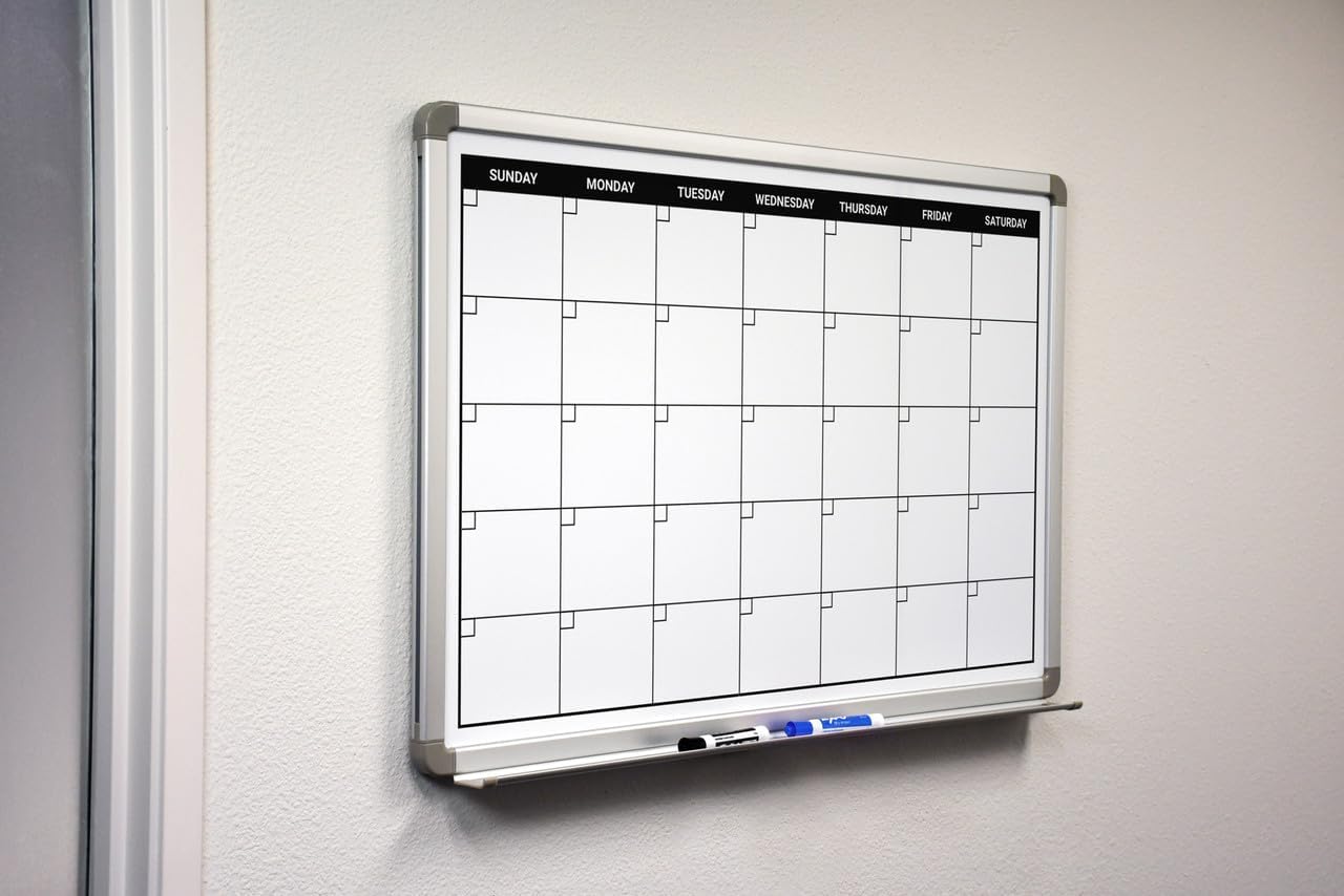 Month Calendar Dry-Erase Scheduling Whiteboard 48" x 36"