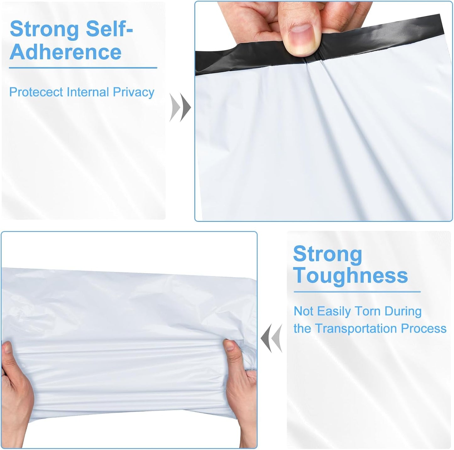 Poly Mailers 10x13 Inch 200 Pcs, White Shipping Bags, Mailing Envelopes with Self Seal Adhesive Strip, Waterproof and Tear-Proof Poly Bags for Non-Fragile Items.