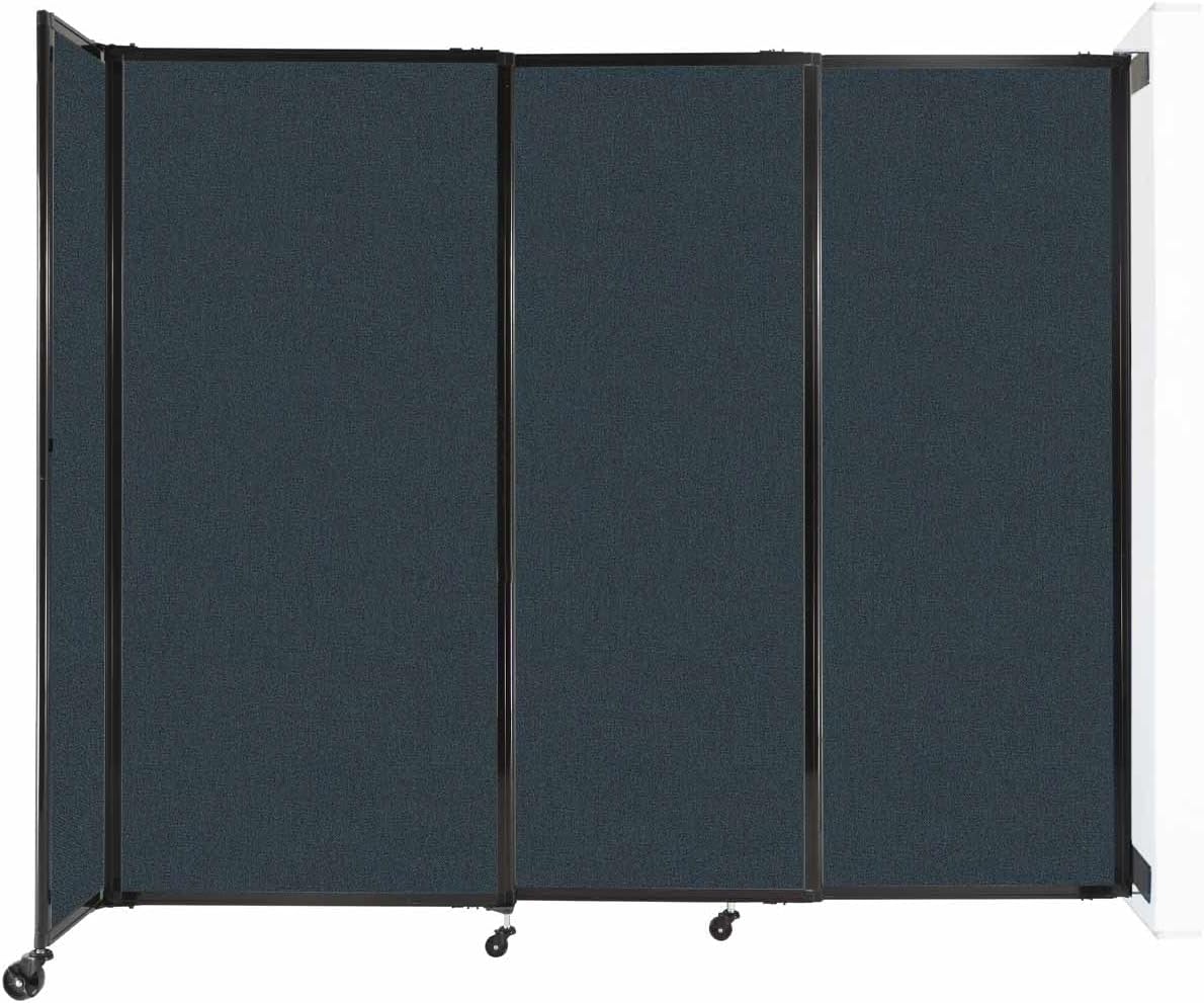 Wall-Mounted Sliding StraightWall Room Divider | Adjustable Widths | Locking Wheels | Room Separator | Up to 7'2" Wide x 6' Tall Blue Spruce Fabric Panels