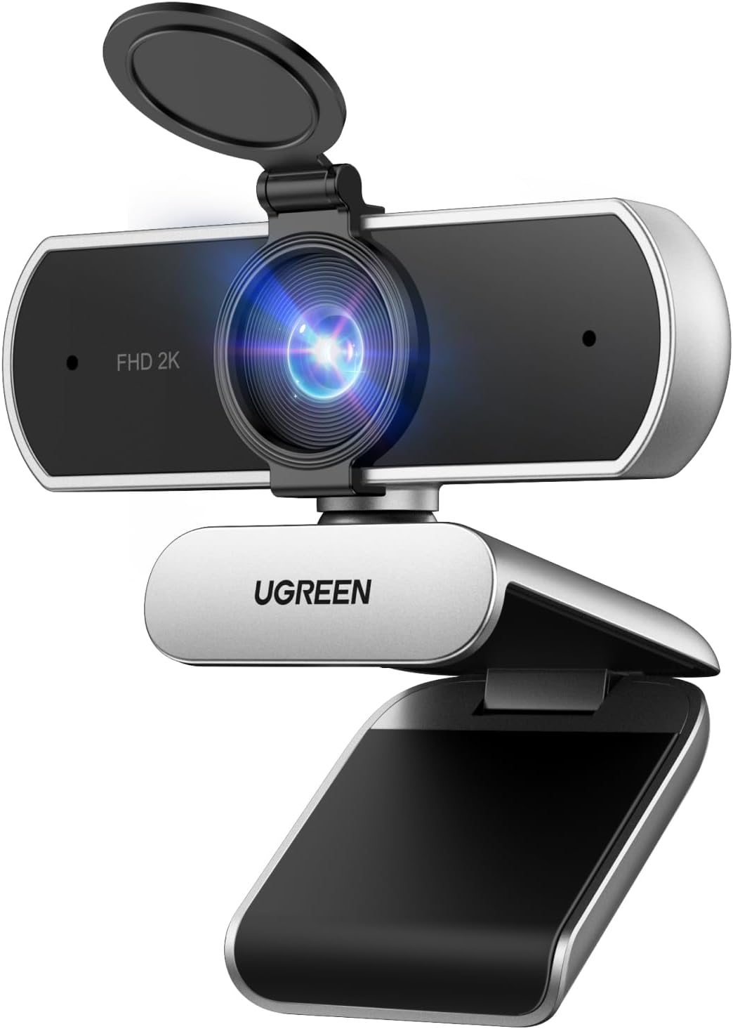 UGREEN 2K Webcam for PC Ultra HD 1080P Computer Webcam with Microphone, PC Camera with Privacy Cover, USB Web Camera for Streaming, Conference, Video Calling, Zoom, Skype, Teams, FaceTime, Silver Grey