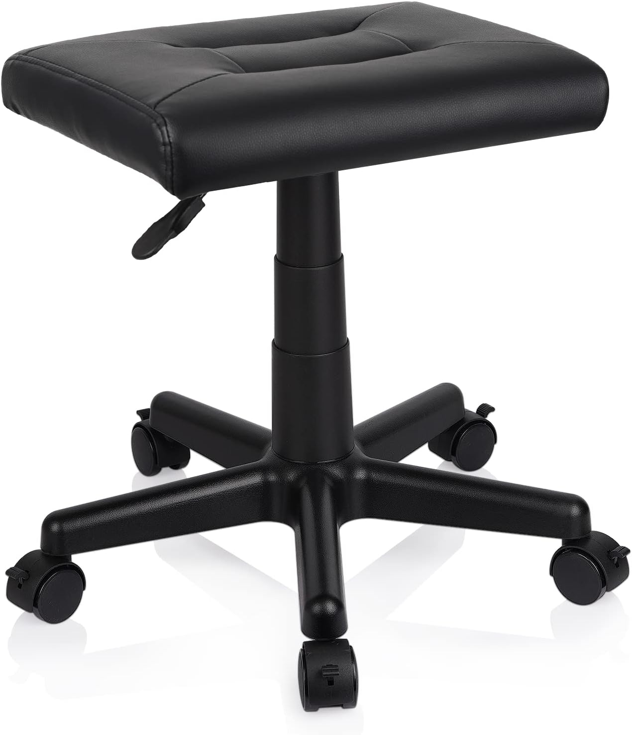 Footrest Stool Under Desk Adjustable Height Footrest Ottoman Ergonomic Foot Stool with Wheels 360° Rolling for Home Office (Black-1)