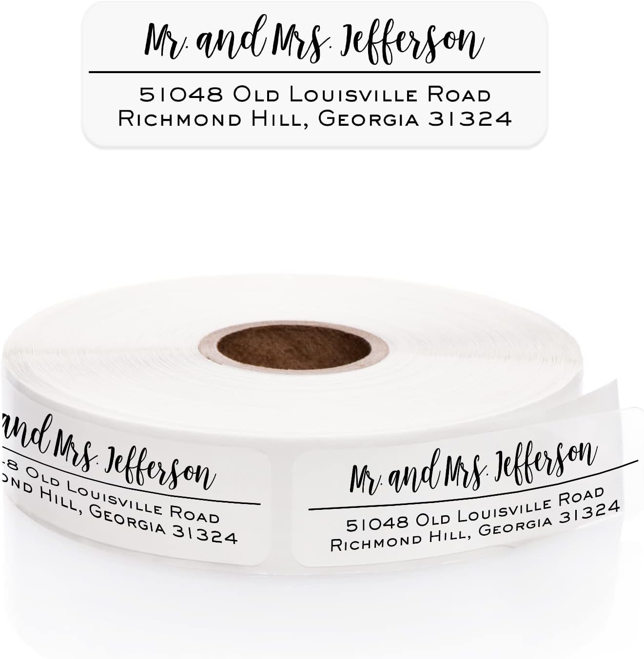 Clear Mixed Font Rolled Address Labels / 500 Personalized Return Address Labels/Designer Address Stickers in Elegant Plastic Dispenser