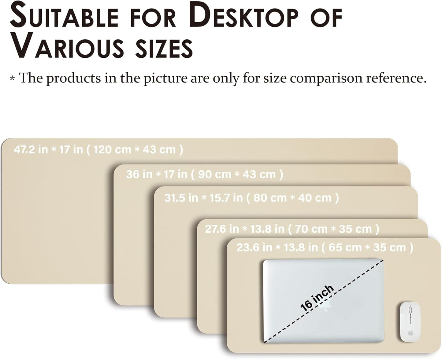 Leather Desk Mat - Small Non-Slip PU Desk Pad for Office and Home - Desk Organization and Accessories - Ideal for Large Mouse Pad and Small Desk Mats on Top of Desks (Beige,23.6"x 13.8")