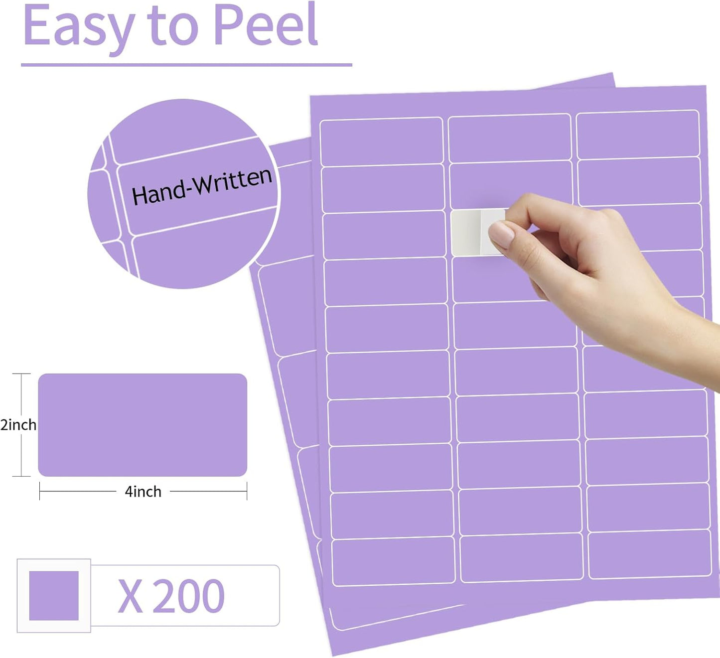8-1/2 x 11 Neon Color High Light Labels for Laser & Inkjet Printer, Strong Adhesive (Purple, 1" x 2-5/8" - 30 Per Page | 600 Labels)