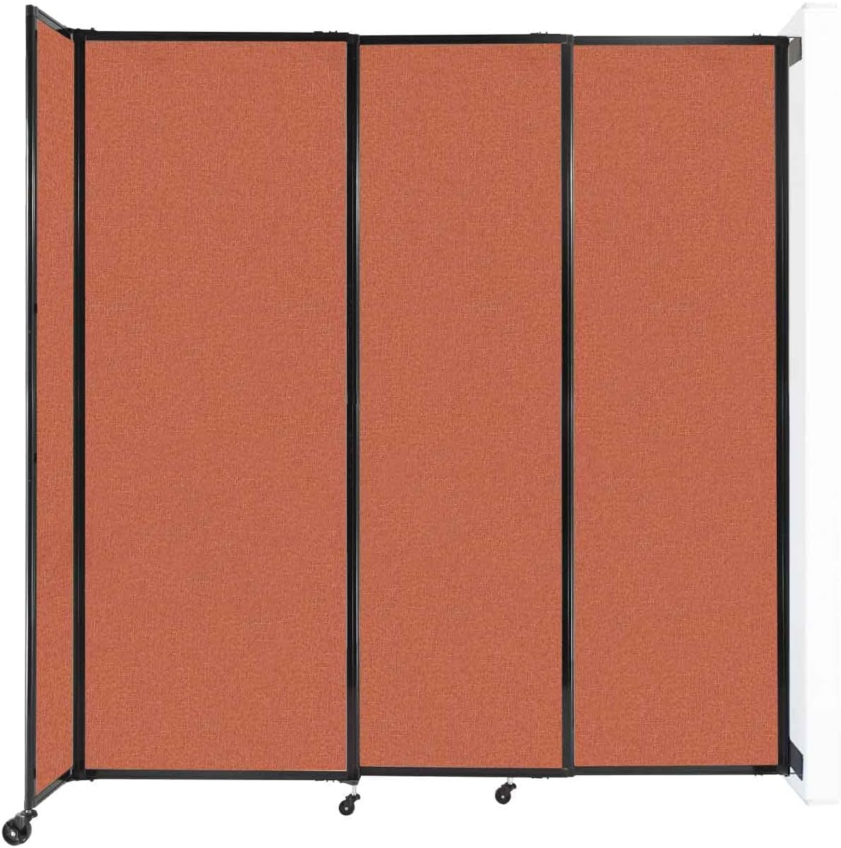 Wall-Mounted Sliding StraightWall Room Divider | Adjustable Widths | Locking Wheels | Room Separator | Up to 7'2" Wide x 7'6" Tall Papaya Fabric Panels